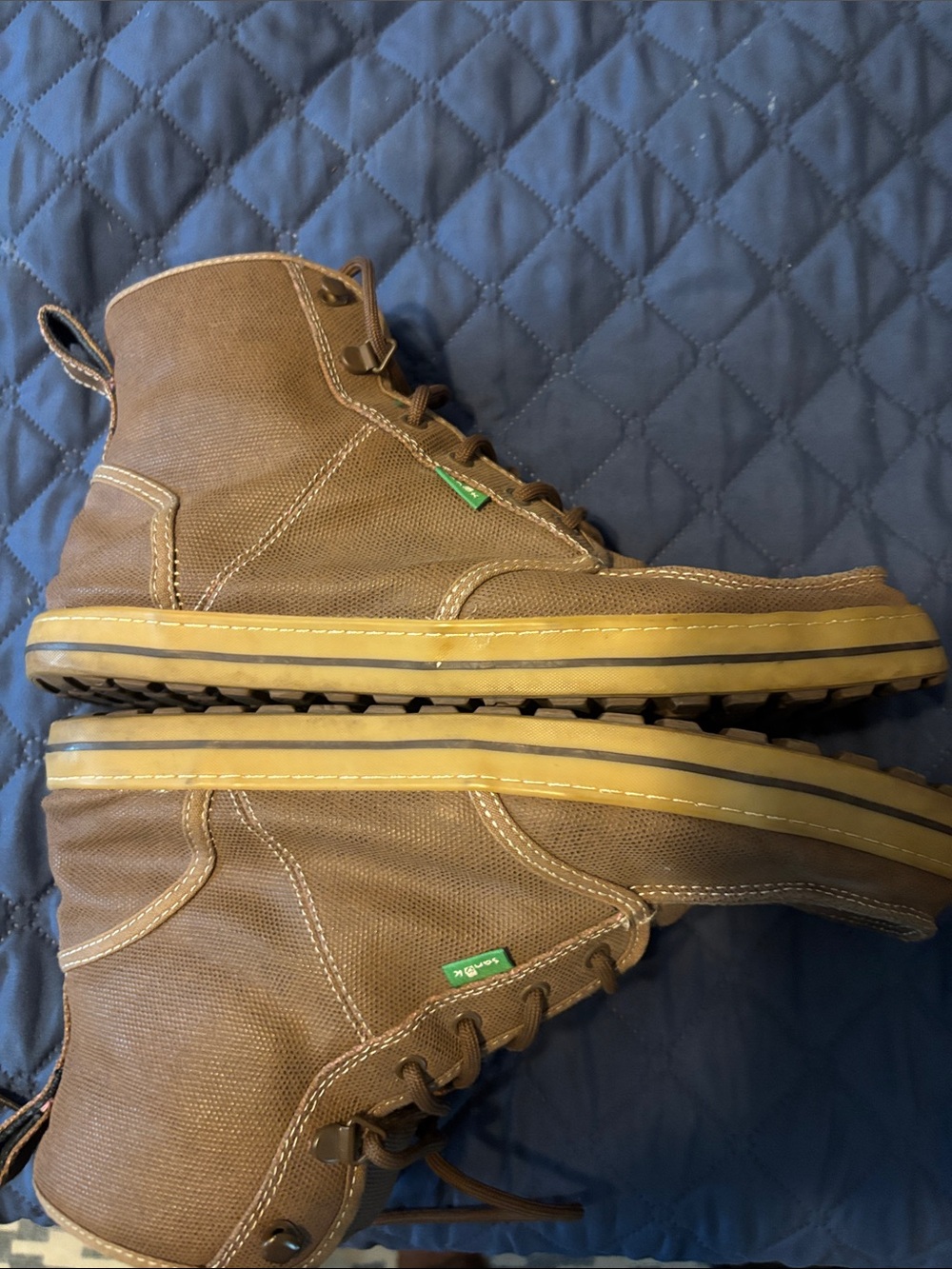 Sanuk Men's Brown Canvas High-Top Lace-Up Boots - Picture 4 of 4